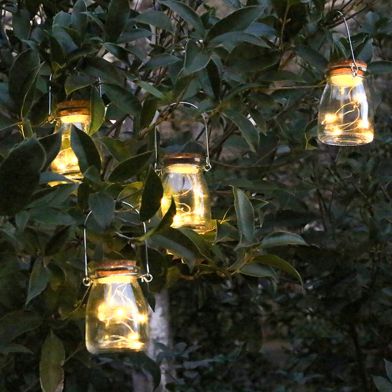 Hanging Clear Jar With Fairy Lights (Set of 4)