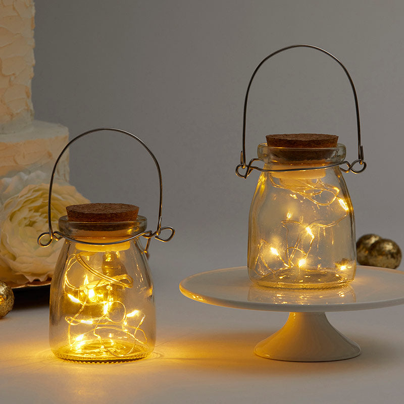Hanging Clear Jar With Fairy Lights (Set of 4)