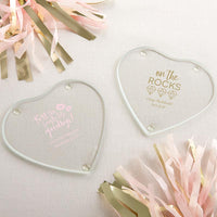 Thumbnail for Personalized Glass Heart Shaped Coaster - Bachelor & Bachelorette (Set of 12)
