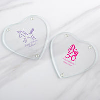 Thumbnail for Personalized Glass Heart Shaped Coaster - Birthday (Set of 12)