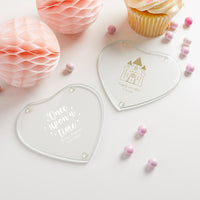 Thumbnail for Personalized Glass Heart Shaped Coaster - Princess Party (Set of 12)