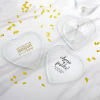 Thumbnail for Personalized Glass Heart Shaped Coaster - Wedding (Set of 12)