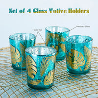 Thumbnail for Palm Leaf Glass Votive (Set of 4)