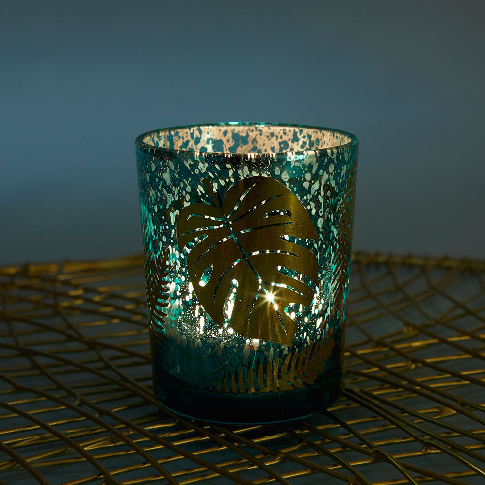Palm Leaf Glass Votive (Set of 4)