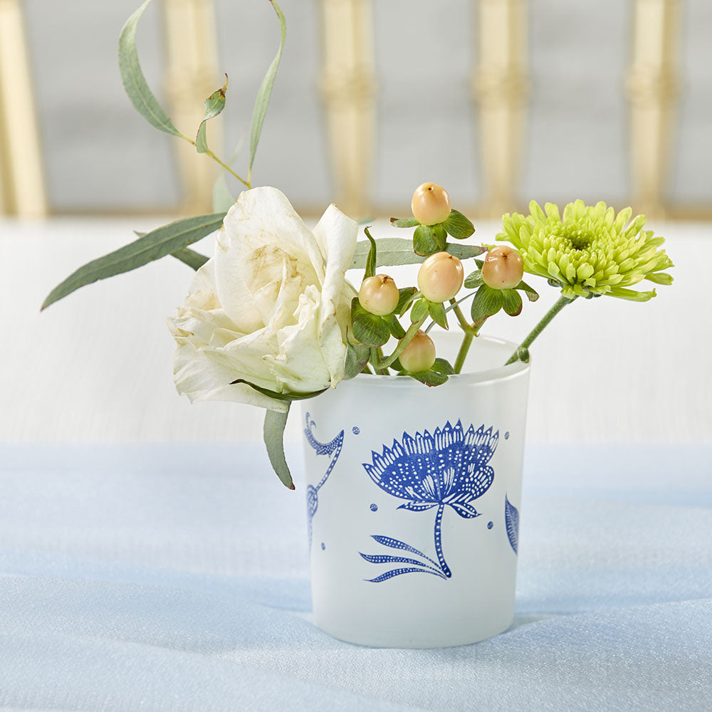 Blue Willow Frosted Glass Votive (Set of 4)