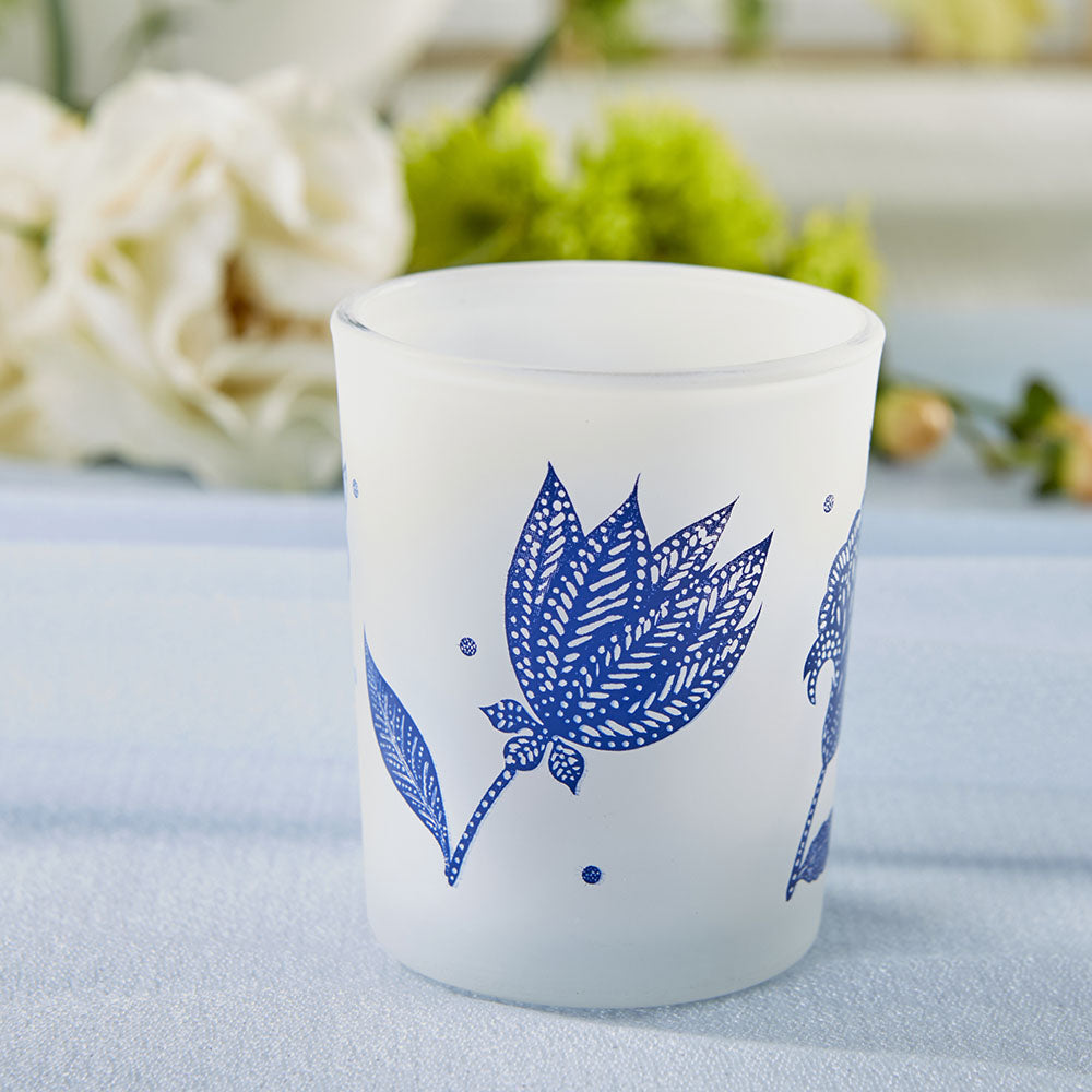 Blue Willow Frosted Glass Votive (Set of 4)