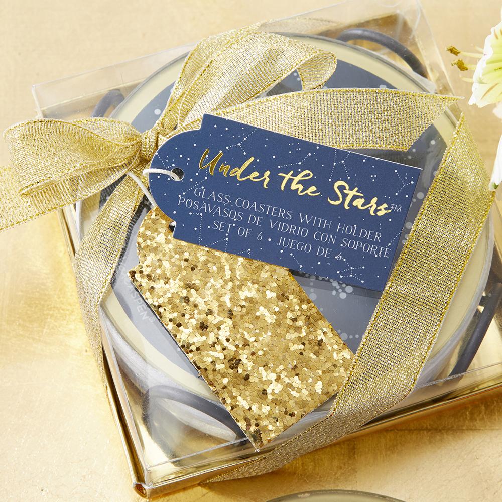 Under the Stars Glass Coaster with Holder (Set of 6) Alternate Image 2, Kate Aspen | Coasters