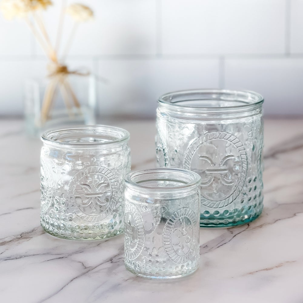 Clear Decorative Glass Jars with Lids, Set of 3