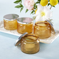 Garden Blooms Glass Tea Light Holder - Amber (Set of 4) Main Image, Kate Aspen | Tealight/Votive Holder