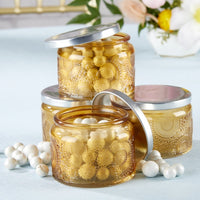 Garden Blooms Glass Tea Light Holder - Amber (Set of 4) Alternate Image 2, Kate Aspen | Tealight/Votive Holder