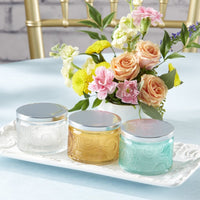 Thumbnail for Garden Blooms Glass Tea Light Holder - Amber (Set of 4) Alternate Image 4, Kate Aspen | Tealight/Votive Holder
