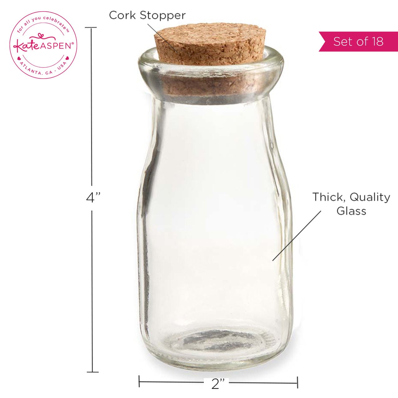 3.8 oz. Vintage Milk Bottle Favor Jar  - DIY (Set of 18) Alternate Image 6, Kate Aspen | Milk Jars