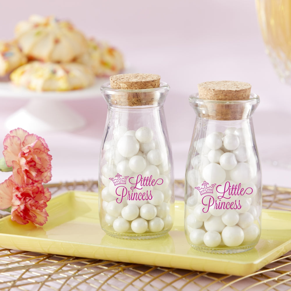 3.8 oz. Vintage Milk Bottle Favor Jar - Little Princess (Set of 18) Main Image, Kate Aspen | Glassware