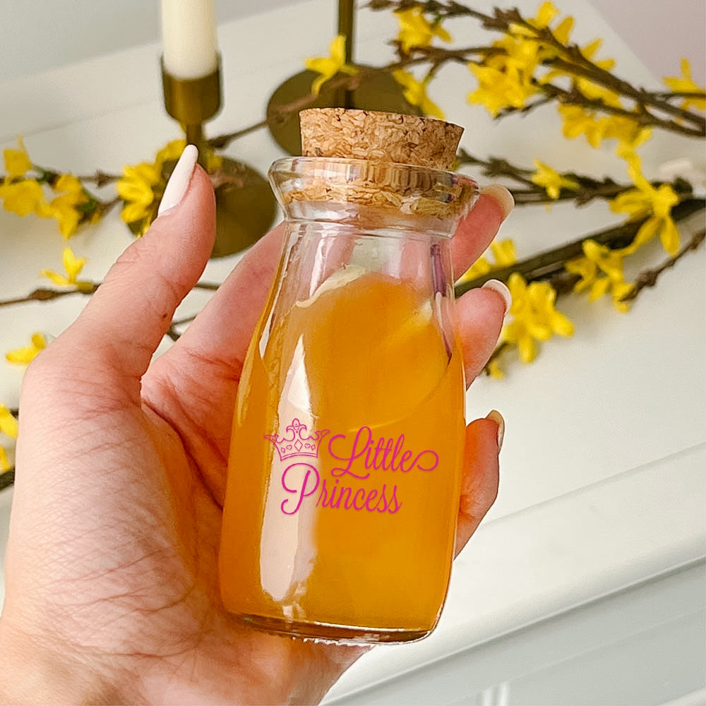 3.8 oz. Vintage Milk Bottle Favor Jar - Little Princess (Set of 18) Alternate Image 2, Kate Aspen | Glassware