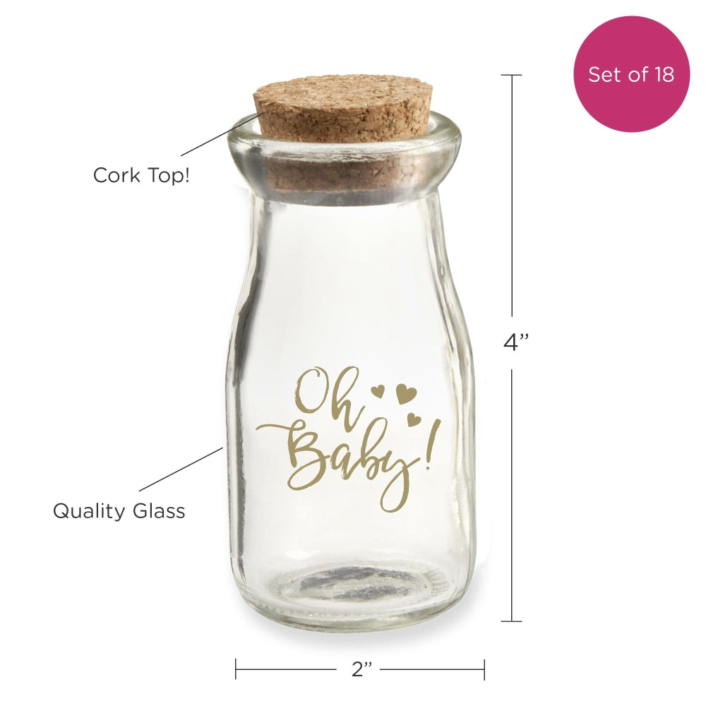 3.8 oz. Vintage Milk Bottle Favor Jar - Oh Baby (Set of 18)
