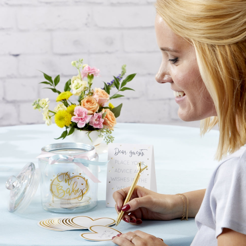 Iridescent Baby Shower Wish Jar with Heart Shaped Cards Main Image, Kate Aspen | Guest Book