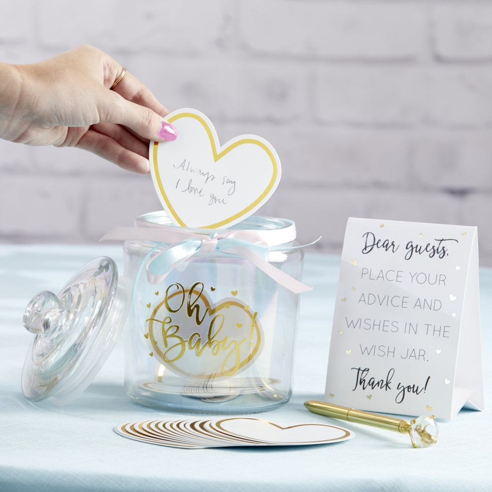 Iridescent Baby Shower Wish Jar with Heart Shaped Cards Alternate Image 2, Kate Aspen | Guest Book
