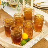 13 oz. Vintage Textured Amber Drinking Glasses (Set of 6) Alternate Image 2 Kate Aspen | Drinking Glasses