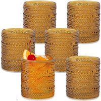 Thumbnail for 10 oz. Textured Beaded Amber Glass (Set of 6) Alternate Image 8, Kate Aspen | Drinking Glasses