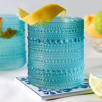 10 oz. Textured Beaded Aqua Glass (Set of 6) Main Image - Kate Aspen