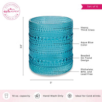 10 oz. Textured Beaded Aqua Glass (Set of 6) Alternate Image 6 - Kate Aspen