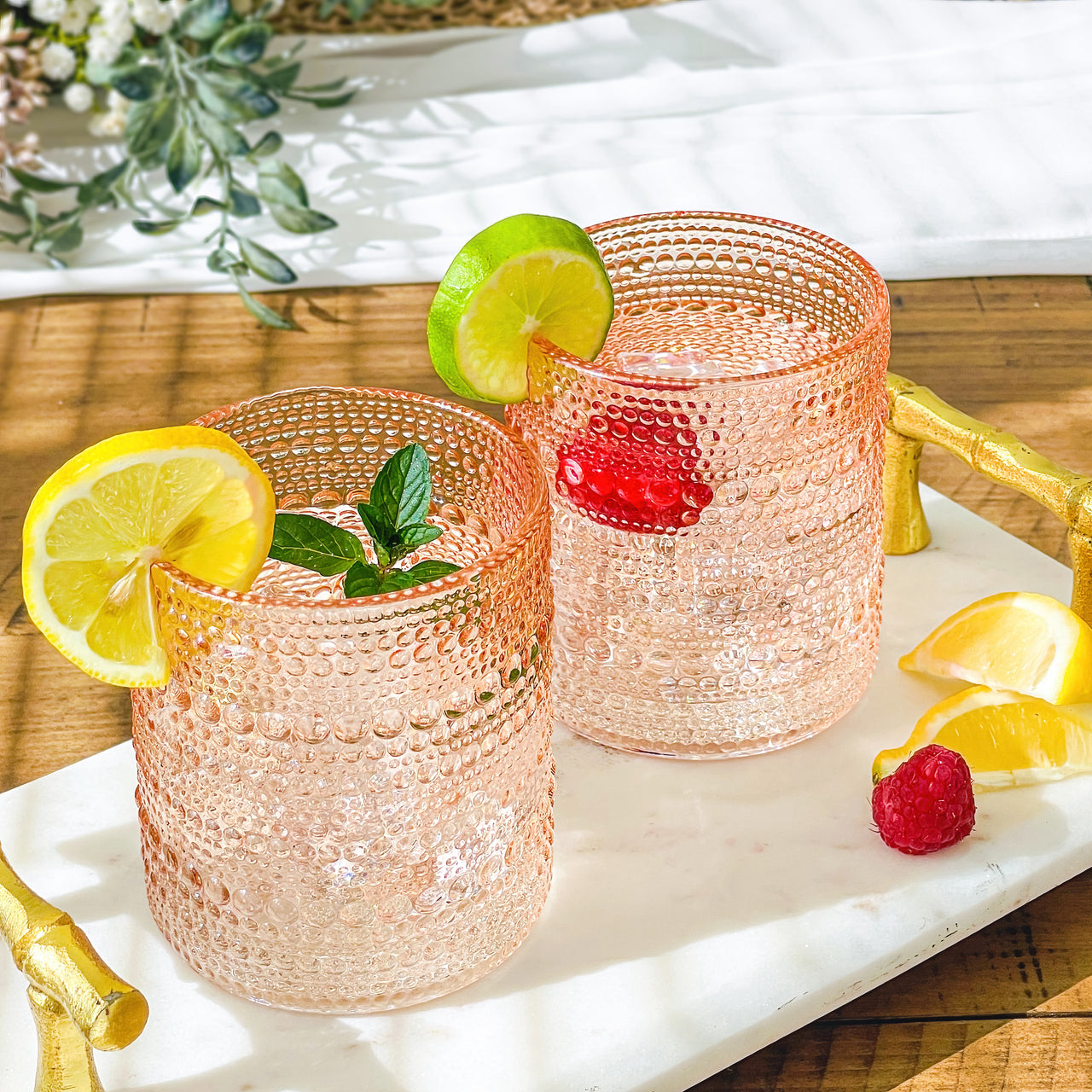 10 oz. Textured Beaded Rose Gold Old Fashion Drinking Glasses (Set of 6) Alternate Image 1 Kate Aspen | Drinking Glasses