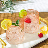 Thumbnail for 10 oz. Textured Beaded Rose Gold Old Fashion Drinking Glasses (Set of 6) Alternate Image 1 Kate Aspen | Drinking Glasses