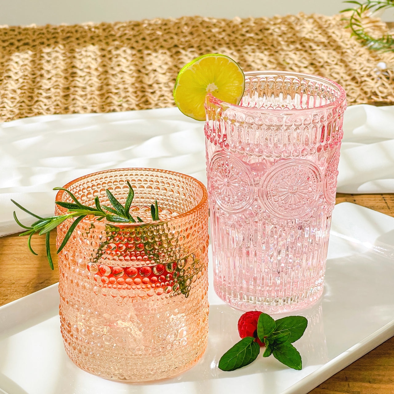 Rose Gold Vintage Textured Drinking Glass - 13 oz.