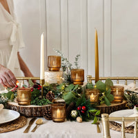 Ribbed Amber Glass Votive Candle Holder (Set of 6) Alternate Image 3, Kate Aspen | Tealight/Votive Holder