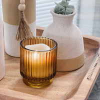 Ribbed Amber Glass Votive Candle Holder (Set of 6) Alternate Image 4, Kate Aspen | Tealight/Votive Holder