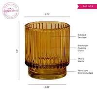 Ribbed Amber Glass Votive Candle Holder (Set of 6) Alternate Image 6, Kate Aspen | Tealight/Votive Holder