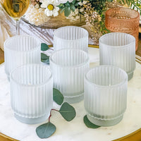 Ribbed Frosted Glass Votive Candle Holder (Set of 6) Alternate Image 2Kate Aspen | Tealight/Votive Holder