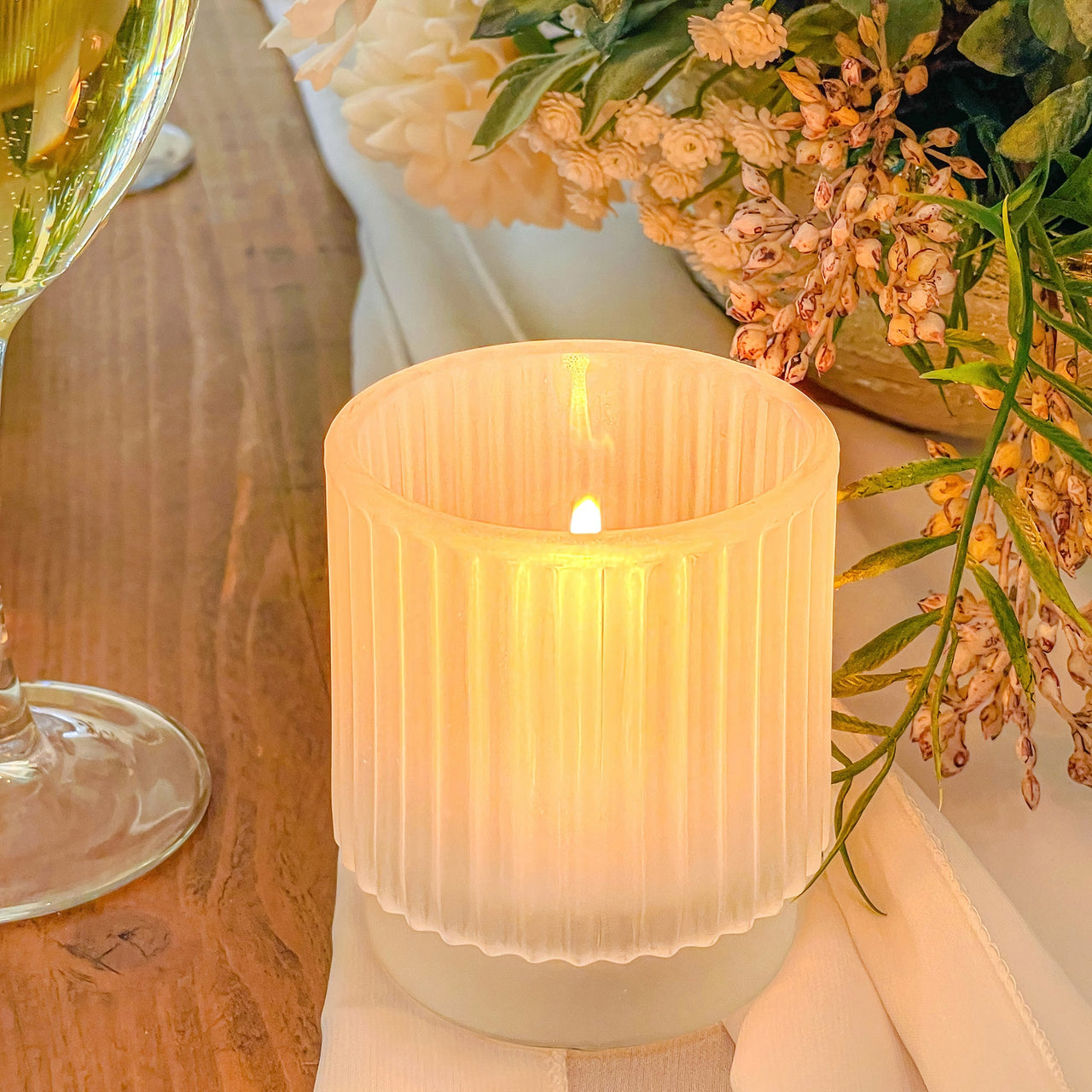 Ribbed Frosted Glass Votive Candle Holder (Set of 6) Alternate Image 4Kate Aspen | Tealight/Votive Holder