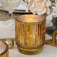 Thumbnail for Ribbed Gold Glass Votive Candle Holder (Set of 6)Alternate Image 2, Kate Aspen | Tealight/Votive Holder