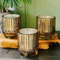 Thumbnail for Ribbed Gold Glass Votive Candle Holder (Set of 6)Alternate Image 4, Kate Aspen | Tealight/Votive Holder