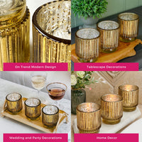 Thumbnail for Ribbed Gold Glass Votive Candle Holder (Set of 6)Alternate Image 5, Kate Aspen | Tealight/Votive Holder