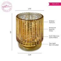 Ribbed Gold Glass Votive Candle Holder (Set of 6)Alternate Image 6, Kate Aspen | Tealight/Votive Holder