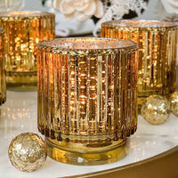 Thumbnail for Ribbed Gold Glass Votive Candle Holder (Set of 6)Alternate Image 8, Kate Aspen | Tealight/Votive Holder