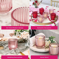 Thumbnail for Ribbed Pink Glass Votive Candle Holder (Set of 6) Alternate Image 6, Kate Aspen | Tealight/Votive Holder