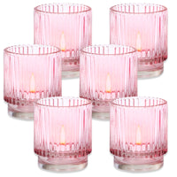 Thumbnail for Ribbed Pink Glass Votive Candle Holder (Set of 6) Alternate Image 8, Kate Aspen | Tealight/Votive Holder