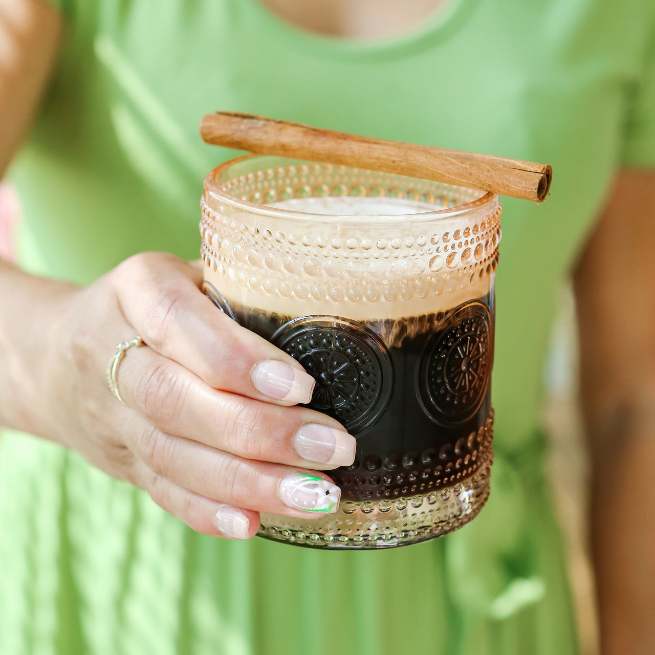 10 oz. Hobnail Beaded Floral Rose Gold Drinking Glasses (Set of 6) Kate Aspen |  Alternate Image 4