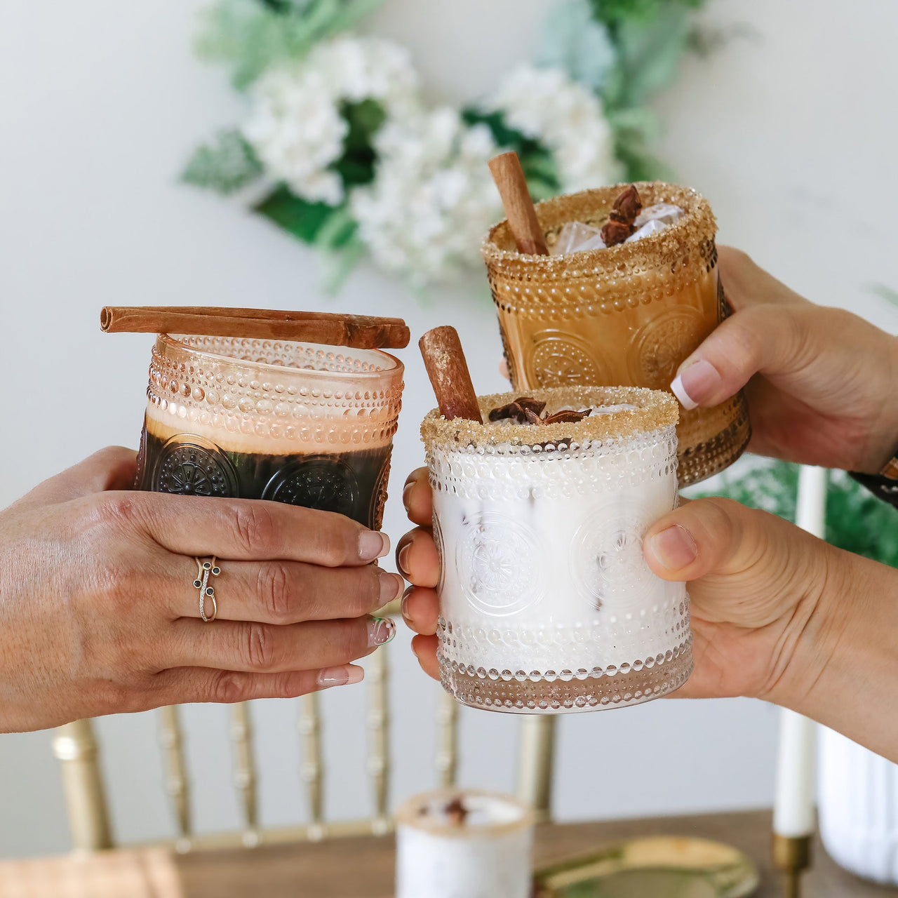 10 oz. Hobnail Beaded Floral Rose Gold Drinking Glasses (Set of 6) Kate Aspen |  Alternate Image 7