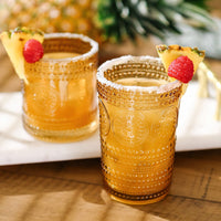 Thumbnail for 13 oz. Hobnail Beaded Floral Amber Drinking Glasses (Set of 6) Kate Aspen |  Alternate Image 2