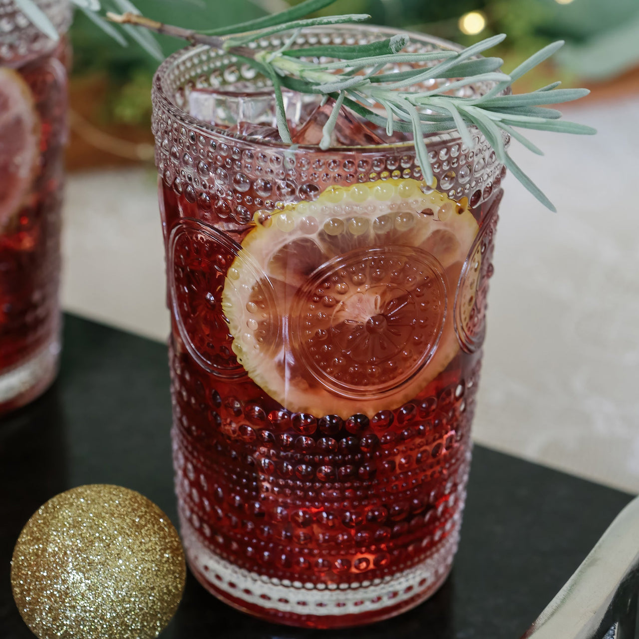 13 oz. Hobnail Beaded Floral Clear Drinking Glasses (Set of 6) Kate Aspen |  Alternate Image 4