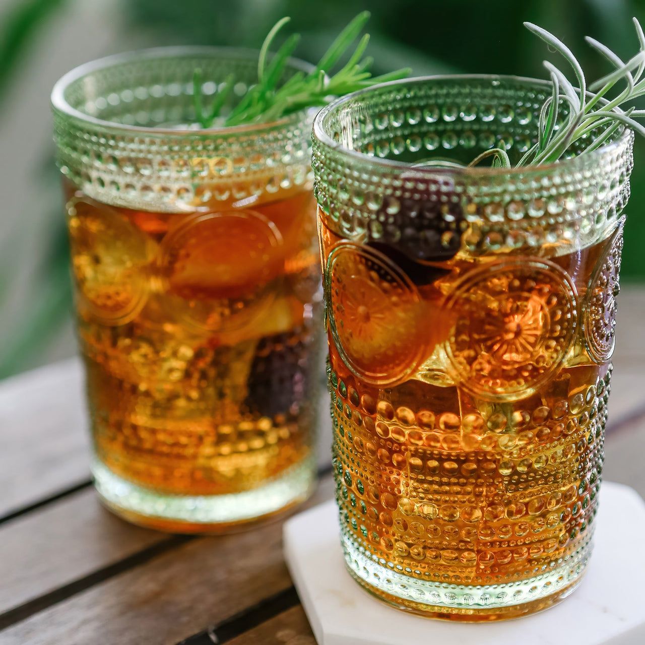 13 oz. Hobnail Beaded Floral Green Drinking Glasses (Set of 6) Kate Aspen |  Alternate Image 7