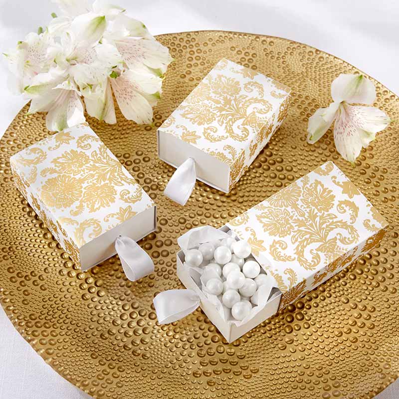 Treasures Gold Damask Favor Box (Set of 24) (Available Personalized)