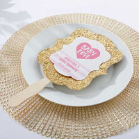 Thumbnail for Personalized Gold Glitter Hand Fan - Baby Love (Set of 12)