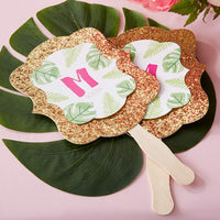 Thumbnail for Personalized Gold Glitter Hand Fan - Pineapples & Palms