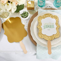 Thumbnail for Personalized Gold Glitter Hand Fan - Rustic Wedding