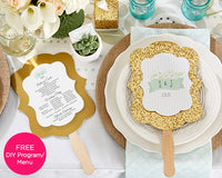 Thumbnail for Personalized Gold Glitter Hand Fan - Rustic Wedding